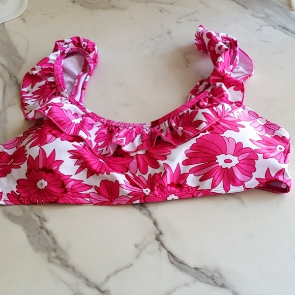 FERBIA Falbala High Waisted Ruffle Accented Bikini in Rose Red Size L - Picture 7 of 15